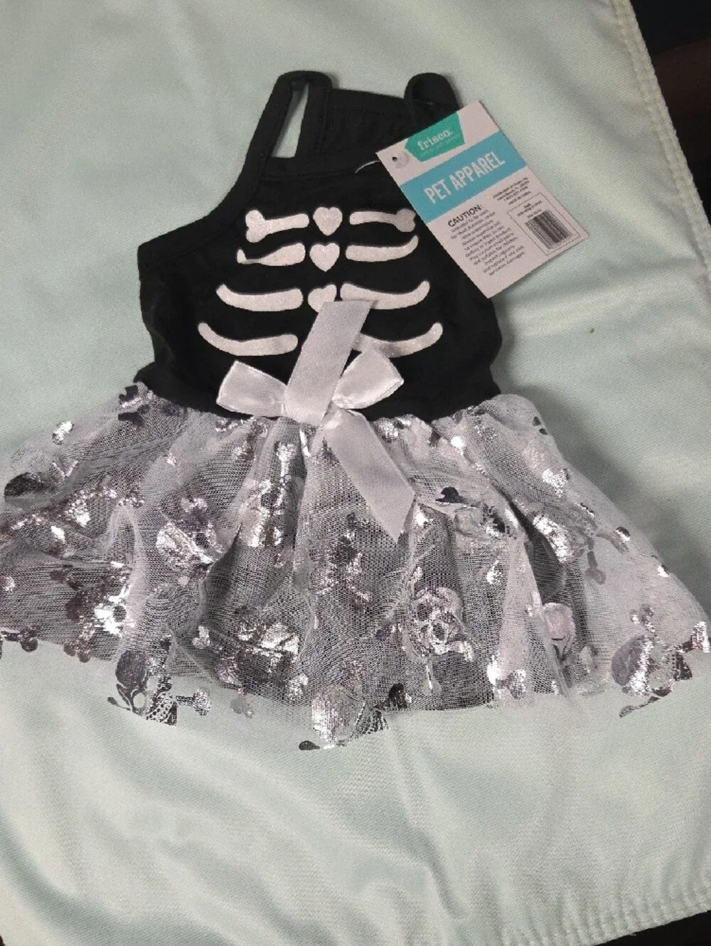 Frisco Black & Silver Skeleton Tutu Dress for Dogs